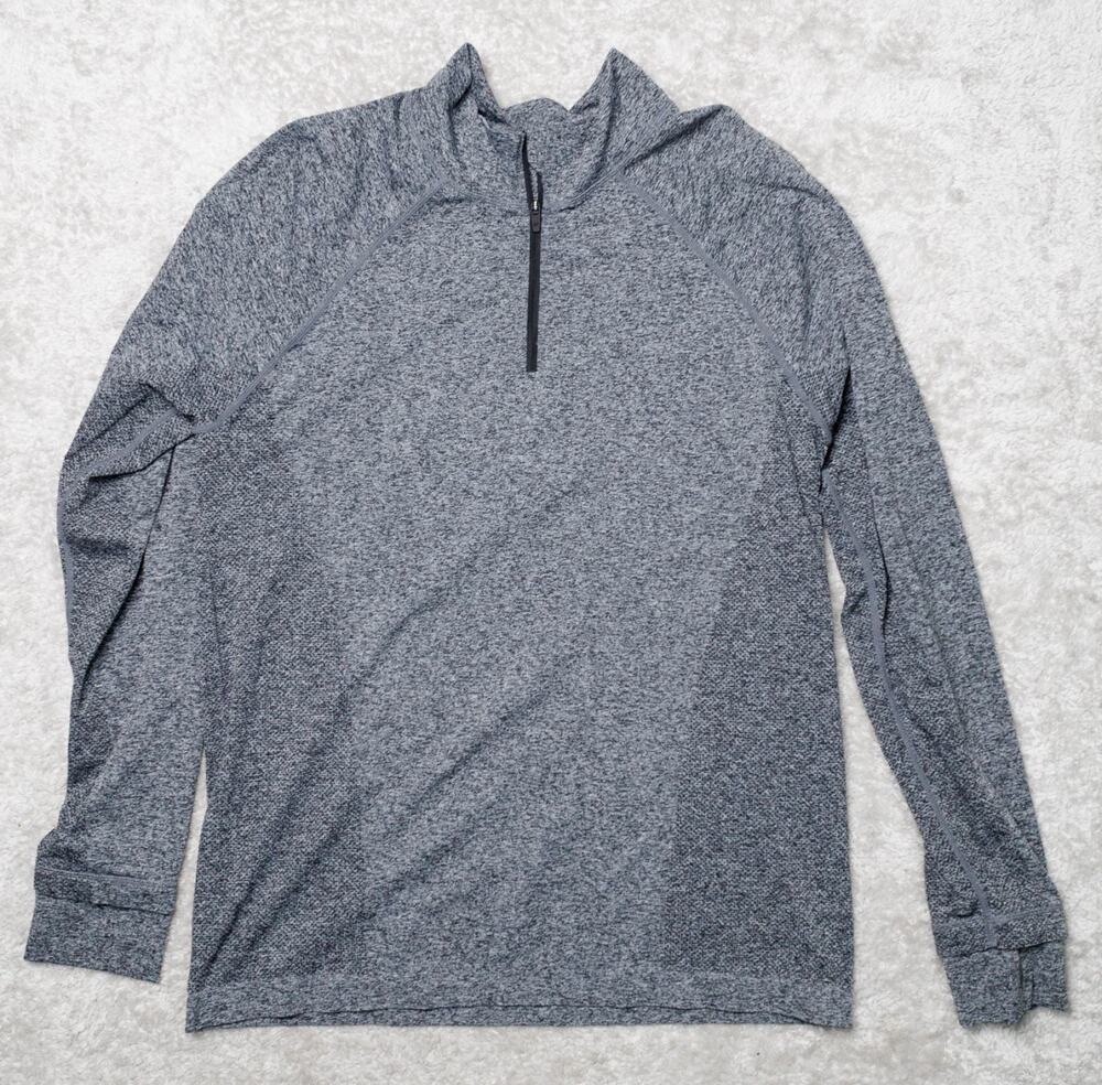 Fabletics Gray Heather Training Day Quarter Zip Long Sleeve Shirt Mens Size L